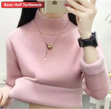 For Women Winter Thicken Turtleneck Slim Knit Pullover New Warm Plush Velvet Lined Knitwear Jumper Tops Casual