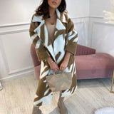Fongt New Autumn Women's Dress A Number Of Stylish Long-Sleeved Collar Coat Prints This