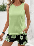 Fongt New Fashion Casual Pure Color Vest Shorts Set