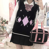 Fashion Oversize Harajuku Knitted Sweater Anime Tank Tops Women Pastel Goth Vest Y2k Kawaii Aesthetic Emo Alt