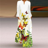 V-neck Long Sleeve Ankle-Length Vintage