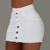 Fongt New Casual Fashion High-Waisted Ass Skirt Women's Denim Single-Caught