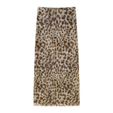 Fongt Summer New Breast-Wear Women's Fashion Animal Print Leopard Pattern Net Skirt Suit
