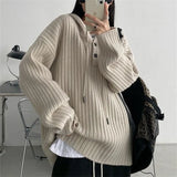 Wind Sweet Retro Hooded Knitted Sweater Women's Autumn And Winter 2024 New Loose Board Pullover-Outfit