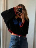 Fongt Fashion Vintage Collidered Tramming Trams Design Knitted Loose Casual Sweater In Autumn/Winter 2025