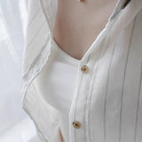 Fongt And Summer 2025 New Loose Thin Sunscreen Striped Cotton Long-Sleeved Shirt In The Long Retro Coat