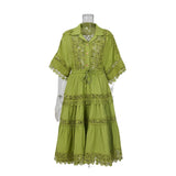 Fongt Court Style Lace Lace Hollow Hook Short Blouse High-Waisted Lace Spliced Skirt Suit