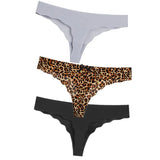3Pcs Sexy G String & Thongs Women's Set Panties Solid Female Underwear Mid-Rise Silky Ladies Briefs Comfort Seamless