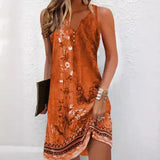 Fongt Summer Wish Casual Wind A-Shaped Dress Sleeveless Vest V-Neck Dress Woman