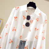 Fongt Summer New Korean Version Of The Chiffon Print Sunscreen Women In The Long-Term Super Fairy Ocean Gas Loose Thin Coat