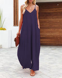 Fongt Wide Leg Trousers Women 2025 Summer New Solid-Colored Bag Casual Jumpsuits