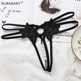 Hollow Out Hot Women Lingerie G-String Double Strap Pearl Massage Underwear Thong Solid Color Low Waist Temptation Panties