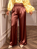 Fongt Printed Pantyhose Kit Rope Tie With Loose Blouse And Casual Broad Leg Pants Two-Piece Set