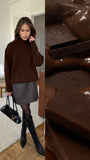 Fongt And Winter Pure Color Short High-Collar Sweater Women's Loose Leisure Knitting Shirt 2025 New Thicker Top
