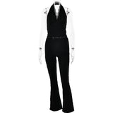 new summer two-piece set halterneck lace tops bootcut trousers fashionable casual suits club clothing Vestidos-Outfit