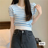 Girl Chic Sleeve Short Sleeve T-Shirt Women's Summer Design Chic Sensing Slim Short