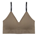 Women Seamless Gathering Bralette Push Up Bra Sexy Girls Letter Strap Bralette Wireless Brassiere Female Intimates