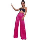 Fongt Women's High-Waist Fashion Sleeves Sleeves Loose-Ragging Wide Leg Pants Summer Women