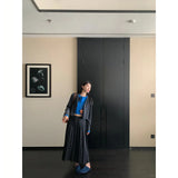 Fongt Autumn Thin High-End Design Splicing Fake Two Knitted Cardigan High-Waist Loose Half-Dress Woman