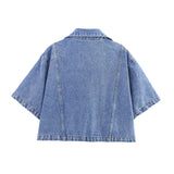 Fongt For Women's Clothing INS Burst Short-Edover Collar Denim Shirt + Skirts