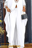 Long Blouse And Pants Matching Suit Women Print Wide Leg Pants Two Piece Set Casual Summer Streetwear Office Vintage