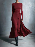 Fongt Women's Dress Irregular Sexy Body Dress Temperament Folded Dress