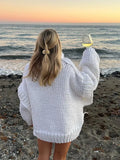 Knit Turtlrneck Double Lantern Sleeve Women Pullover Thick Warm Oversized Loose Top Sweater 2023 Fall Winter Chic Knitwear-Outfit
