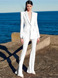 QUALITY Newest 2023 Runway Designer Suit Set Women's Career Fashion Single Button Blazer Flare Pants