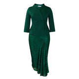 Fongt Women's Spring Elegant OL Fashion Long Sleeve Blouse Lace-Up Dress Two-Set African Set