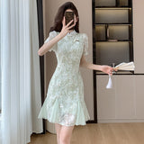 Fongt 2025 New Chinese Embroidery Desire Style Super Fairy Temperament Harvesting Girl Improves Cheongsam裙s