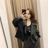 Trendy Women's Spring Faux Leather Jackets 2022 Ladies Casual Loose Soft Short Basic Jackets And Coats Veste