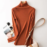 Turtleneck Slim Sweater Women Pullovers 2021 Autumn Thick Long Sleeve Basic All-match Tops Ladies Fashion Office