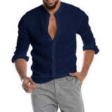 Fongt Explosion Autumn/Winter V-Neck Linen New Cardigan Long-Sleeved Men's
