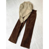 Fongt Coffee Color Wick Plus Velvet Sleeves Sleeves Women Autumn And Winter Small High-Waist Loose Loose Thickened Long Pants