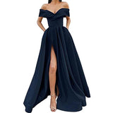 Fongt 2025 New Party Evening Dress Word Shoulder-Singing Noodles Long Overseas Warehouse
