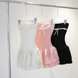 2024 Summer New Women's Clothing Match Stitching A Word-Collar Wrapped Chest Lotus Leaf Side Repair