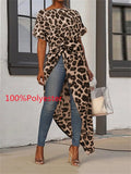 2022 Summer Women Asymmetrical Blouse Sexy Split Hem Striped Party Tops Long Ladies Office Shirt Ladies Tunic Blusas