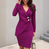 Fongt 2025 Body-Buttoning Hip-Bottom Button Buckle Professional Dress Ebay