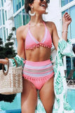 Pom Pom Mesh Patchwork Bikini
