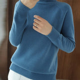 Turtleneck Women's Knitted Sweater Solid Loose Long Sleeve Autumn Sweaters Female Pullover Autumn Winter Warm Lady