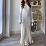 Fongt Solid-Colored Round-Neck Long-Sleeved Dress Woman With Wooden Ear In Autumn 2025