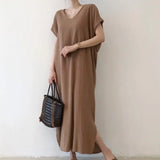 Clothes Women Vintage Sleeveless V-Neck Maxi Long Dresses Sundress