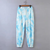 Tie Dye Printing Knitting Sports Pants 2020 New Female Letter Embroidery Loose Trousers