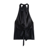 Fongt New Hanging Neck Silk Jerk Texture Solid Color Exposed Back Coat 2892650