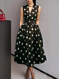 Fongt Wave Dress 2025 Summer Retro New Temperament Slim Dress Female