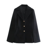 2022 New Vintage Breasted Tweed Cloak Coat Double Pocket Women's Elegant British Chic