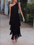 Fongt Eso-Shouldered Asymmetric Dress 2025 Spring And Summer New