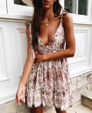 Off Shoulder Backless Printed