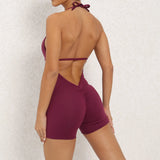 Fongt Peach Hip Jumpsuit Air Beauty Back Yoga Pants Female High Bullet One-Piece Fitness Suit Female-Outfit