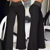 Fongt Summer Women's Wear Hollow Belt High Waist Casual Straight Leg Pants Wide Leg